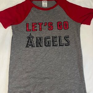 PINK Victoria's Secret Red and Gray Let's Go Angels Tee